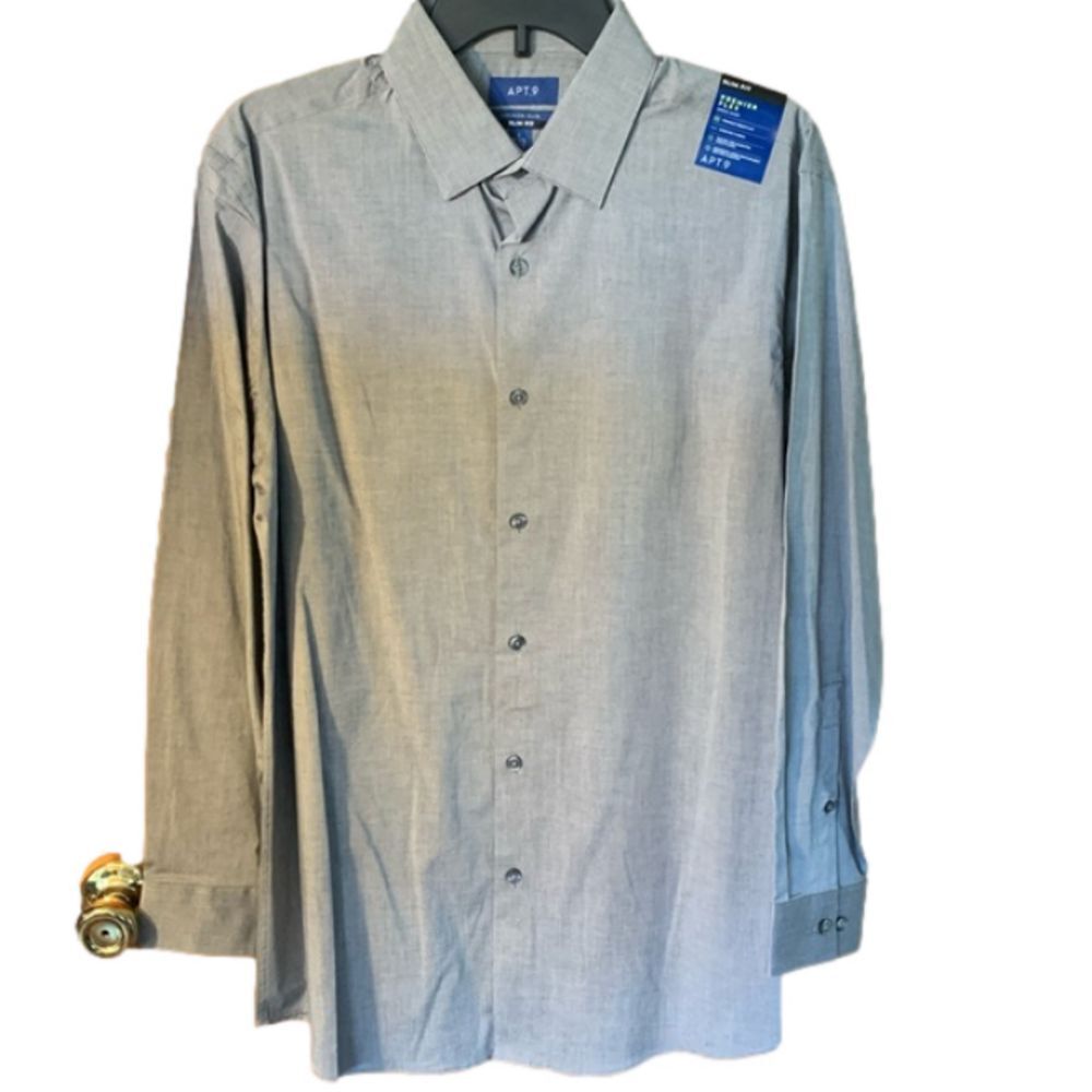 Apt 9 large grey dress shirt (16-16.5, 32/33) new on rack